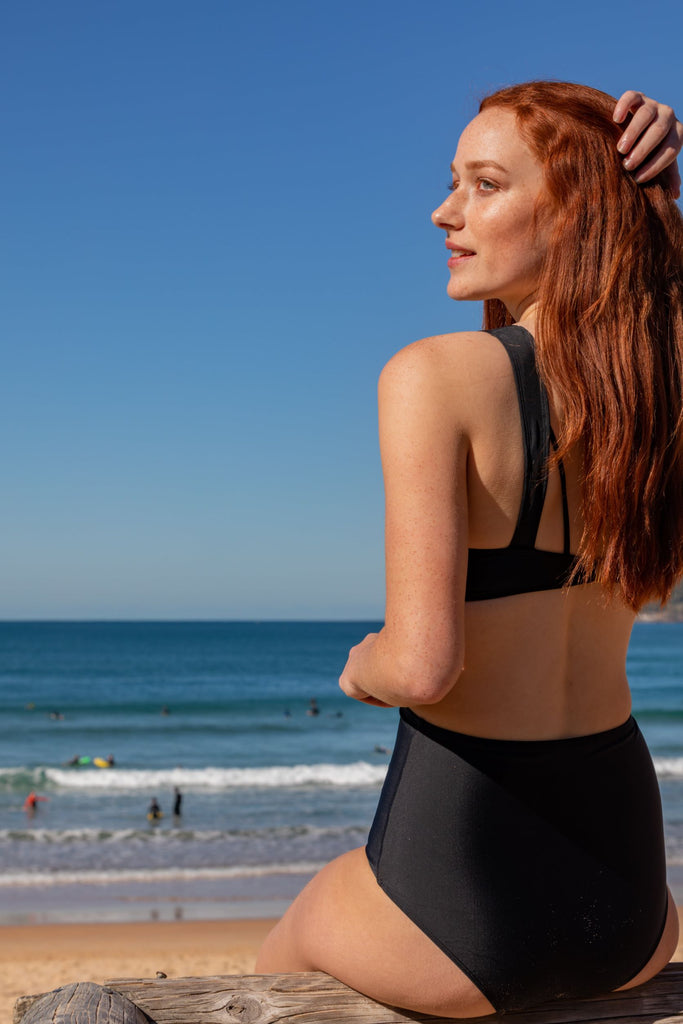 September the Line Malibu Black One Piece Luxury Sustainable Womens Swimwear Surfwear